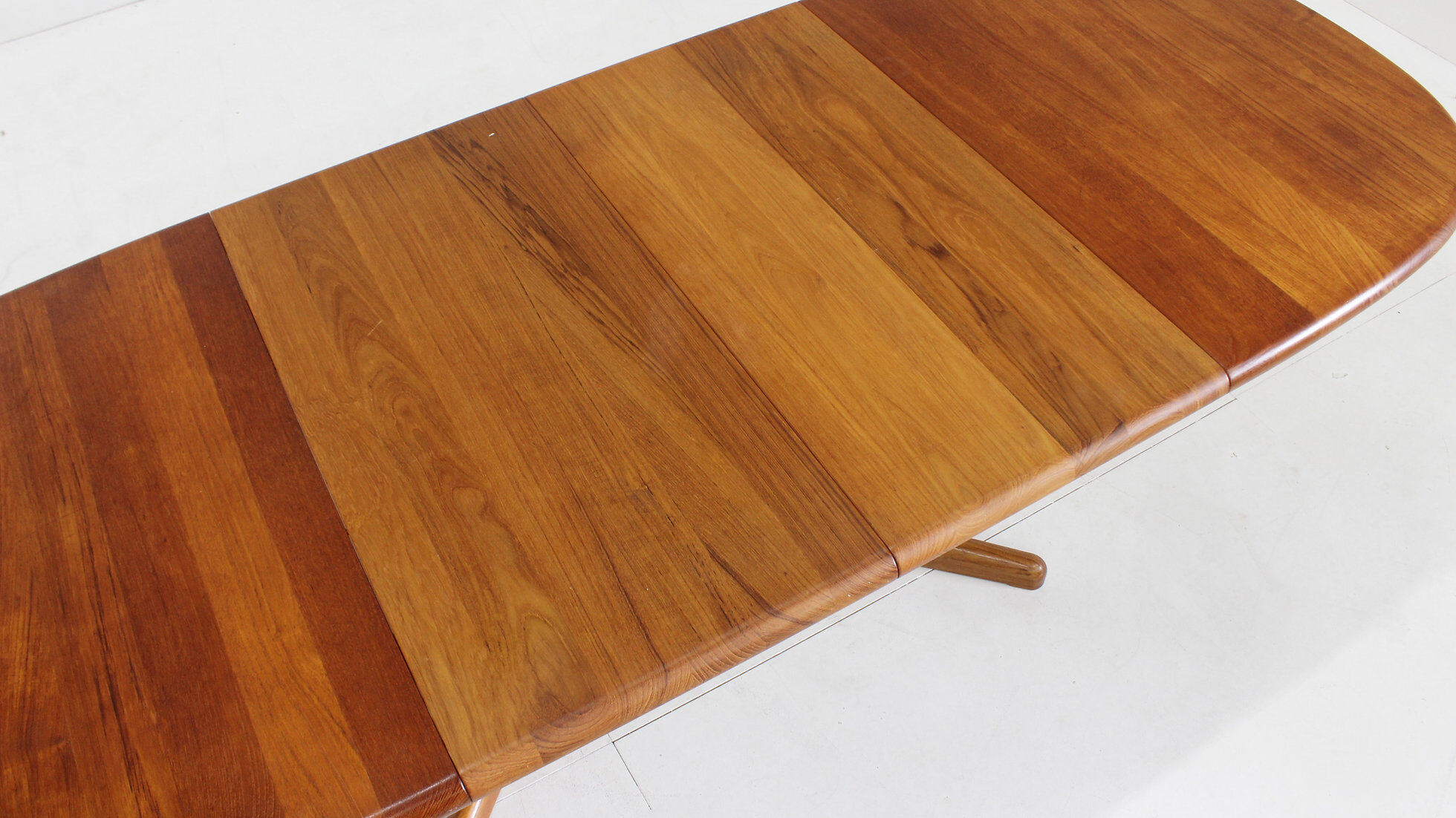 Vintage Danish oval extendable dining table solid teak