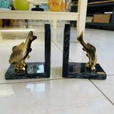 Pair of marble and brass bookends