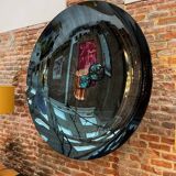 Contemporary Sculptural Concave Round Mirror in Blue, Made in France