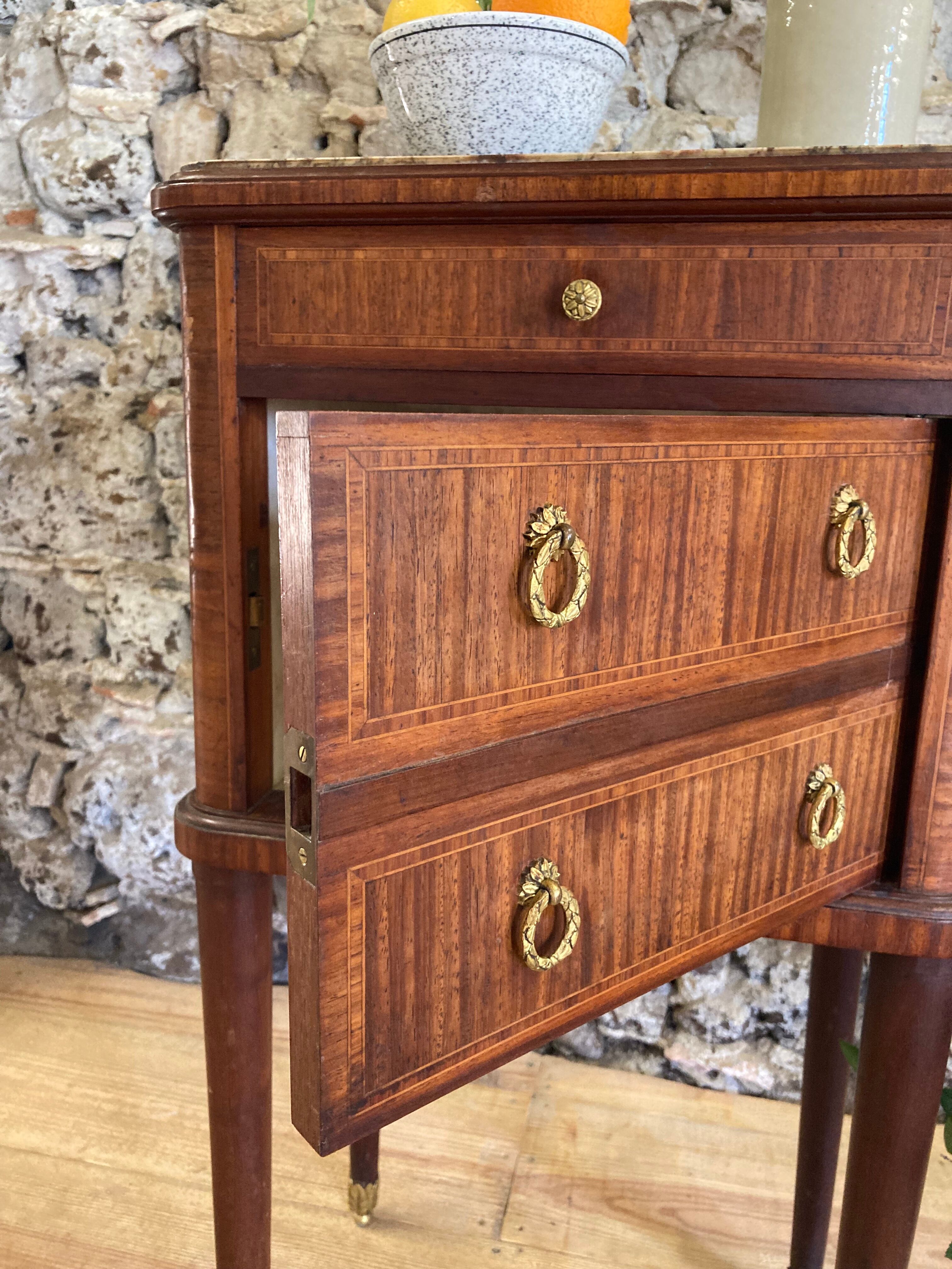 Bedside table Louis XVI marquetry