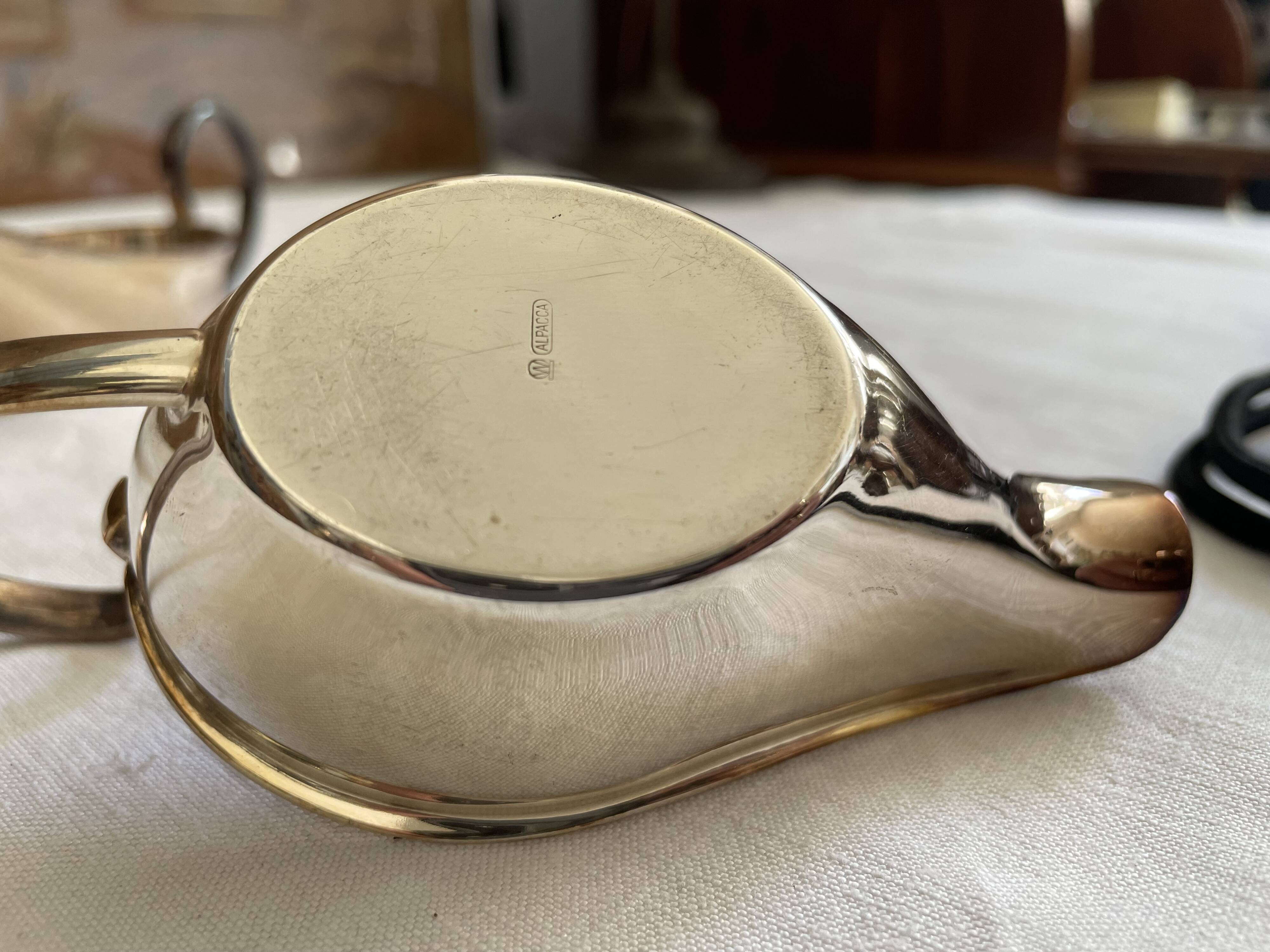 Set of two silver metal saucepans