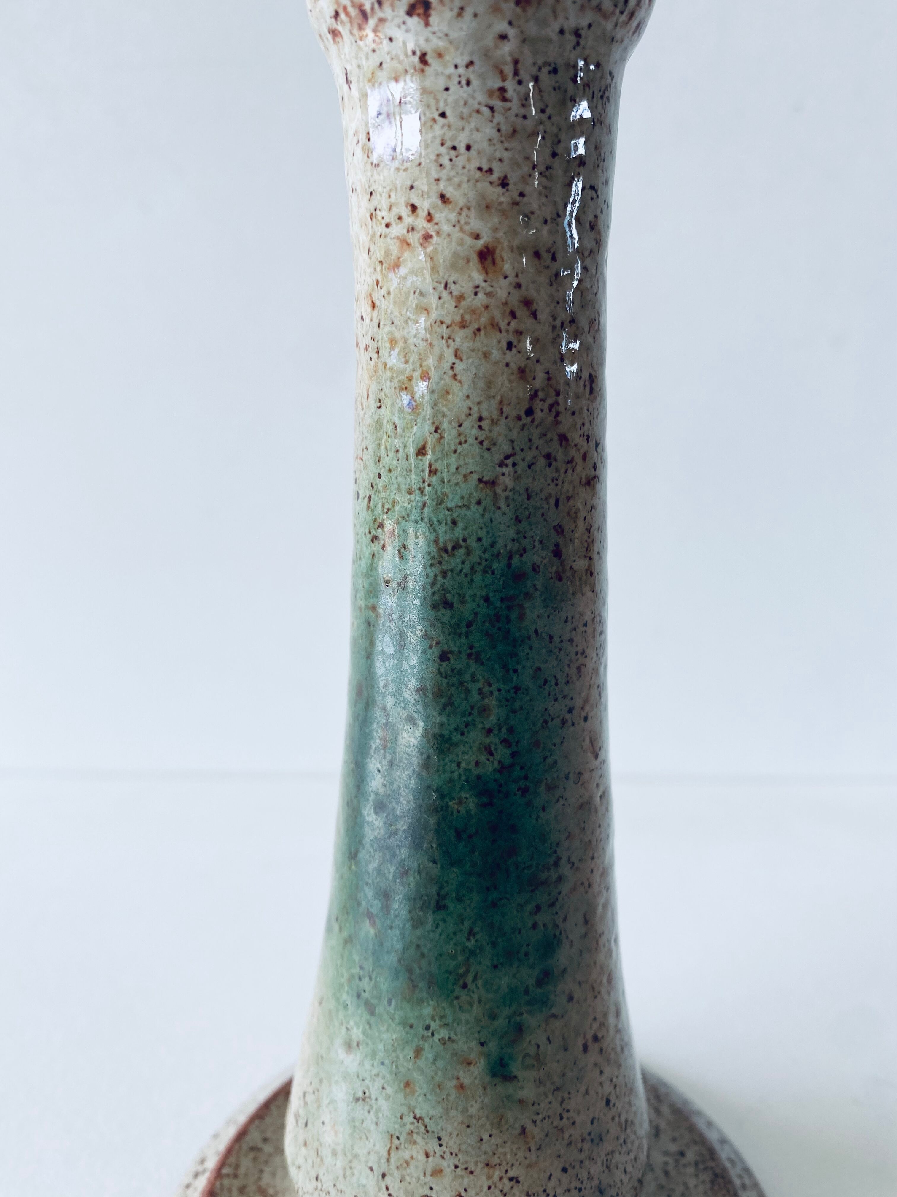 Enamelled terracotta candle holder