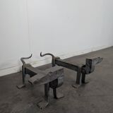 Pair of zoomorphic andirons, couple of dachshunds.