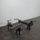 Paire de chenets zoomorphes, couple de teckels