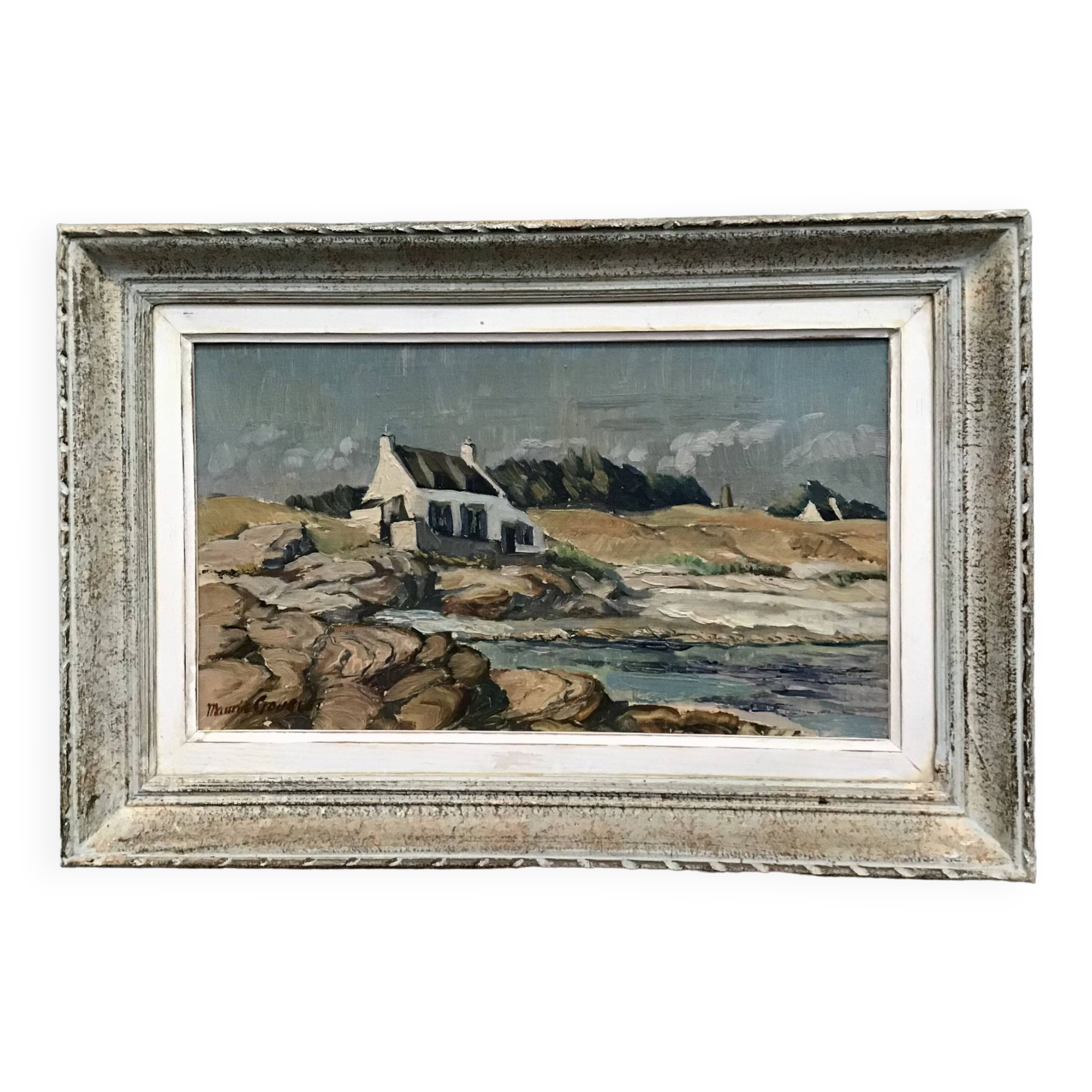 Fisherman's house in Brittany Oil on panel hand signed