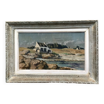 Fisherman's house in Brittany Oil on panel hand signed