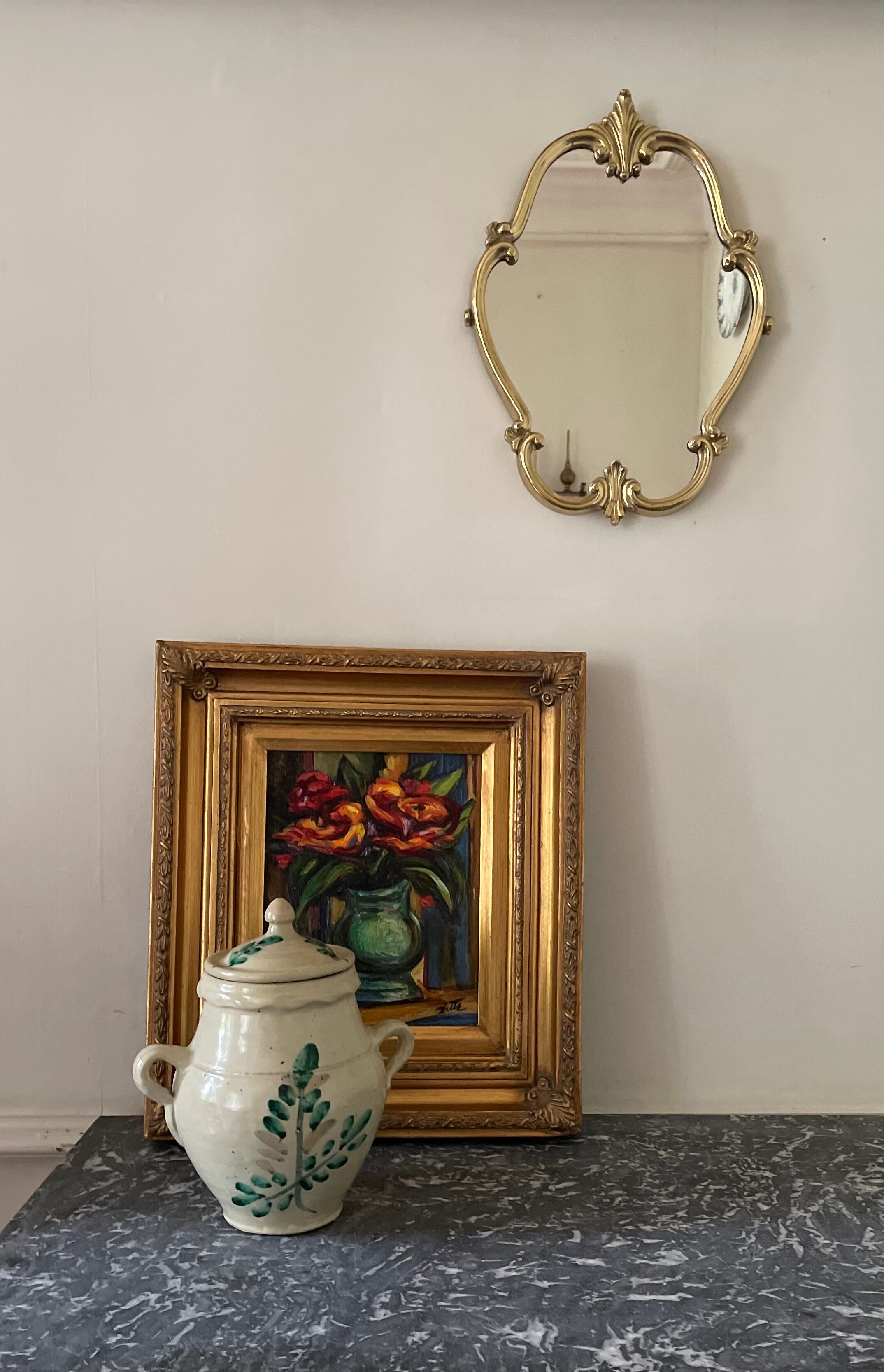 Gilded bronze mirror, 36x28 cm