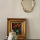 Miroir bronze doré, 36x28 cm