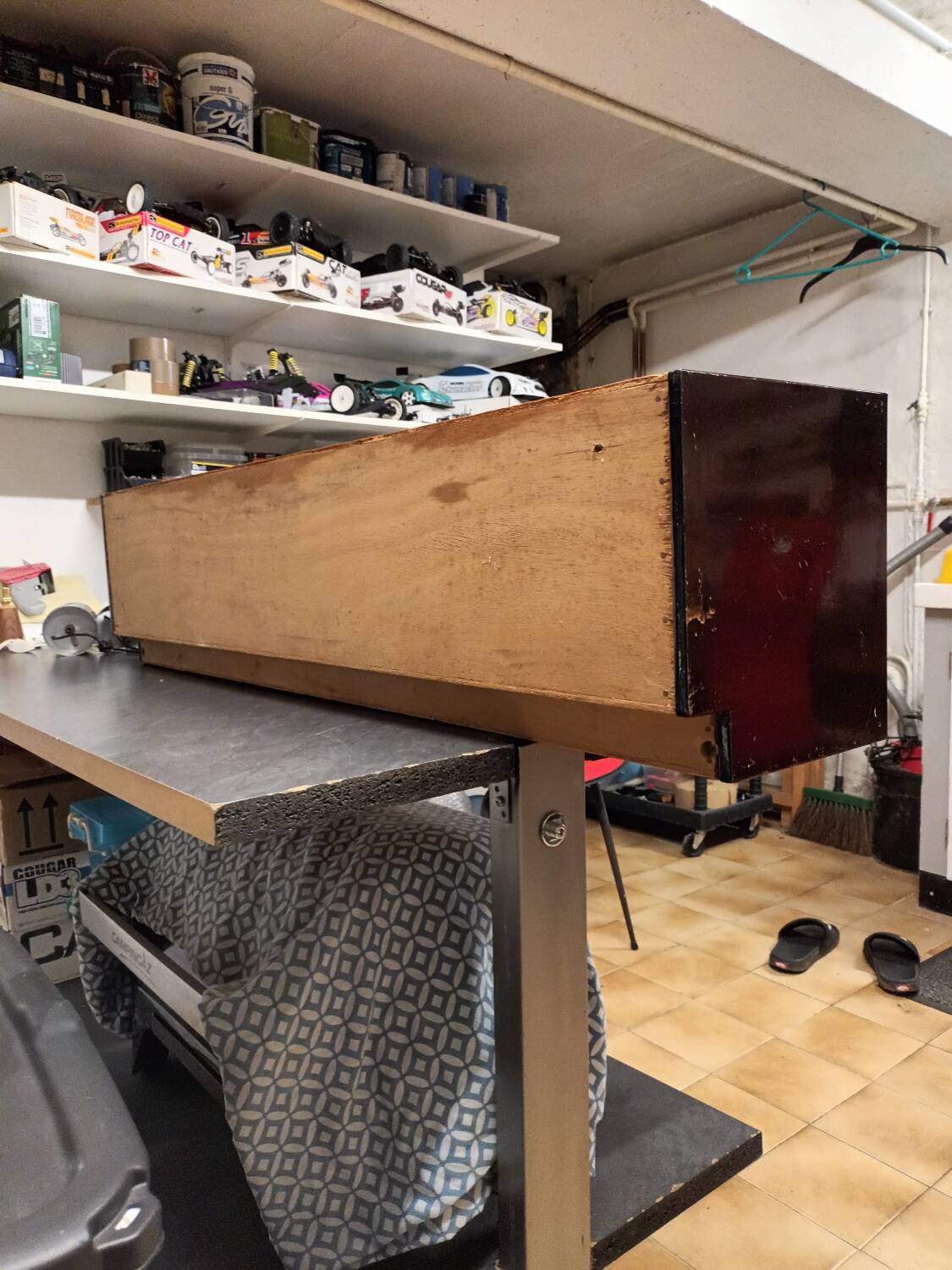 Vintage shelf with sliding doors