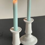 Antique White Ceramic Candlesticks