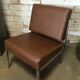 Modernist fireside chair / vintage chrome and skai armchair