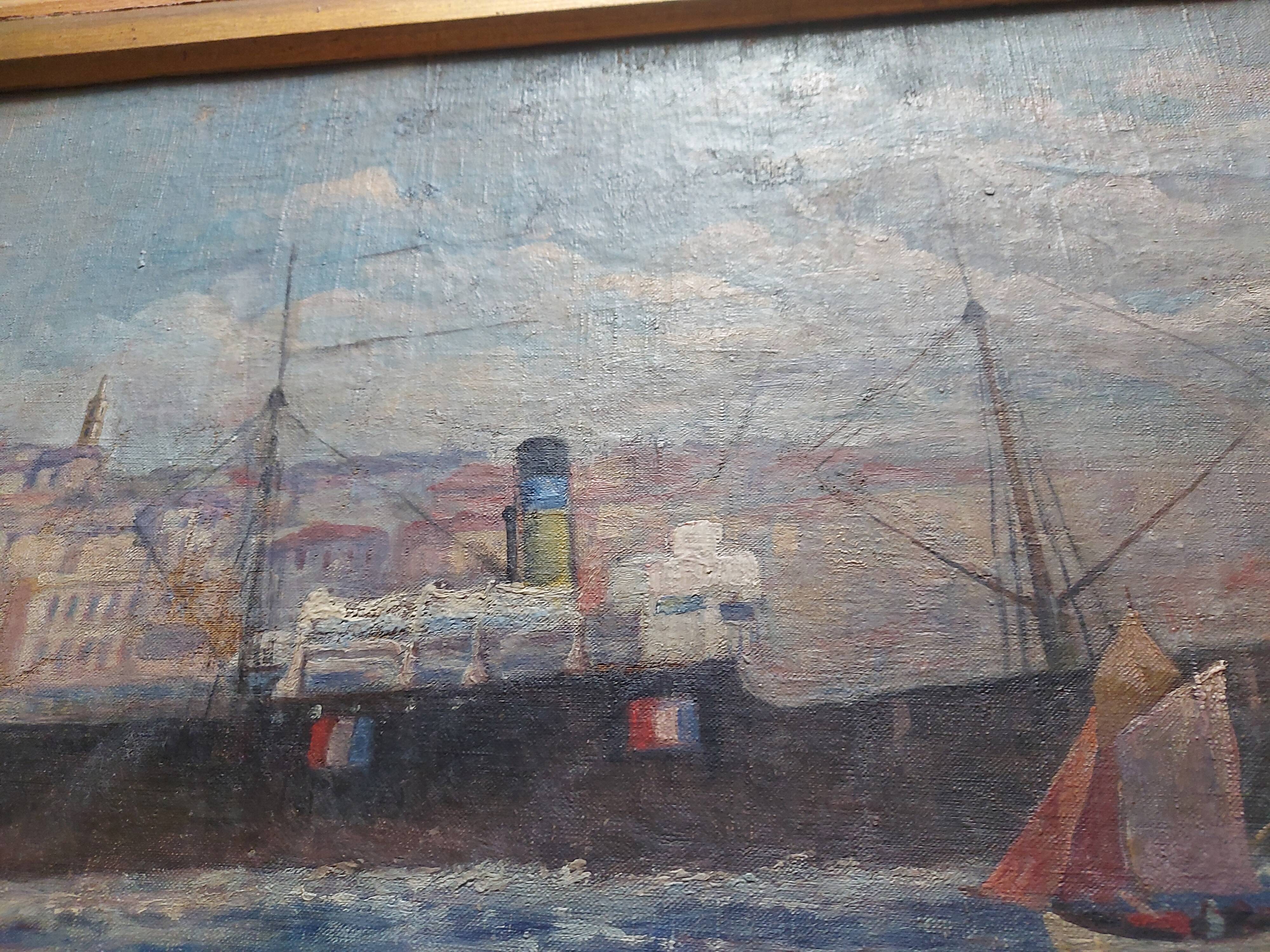 Marine , boat , entrance to the port of Marseille ( le panier )