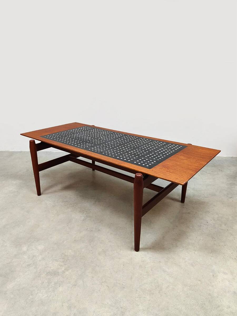 Vintage Danish design teak & tile coffee table