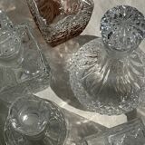 Small cylindrical glass whiskey decanter H:23