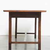 Antique English pine dining table for 6-8 people with oak base