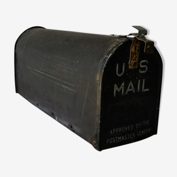 US mailbox in vintage black sheet metal