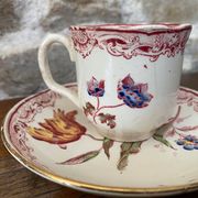 2 cups Sarreguemines U&C in fine earthenware decorations yellow and blue flowers