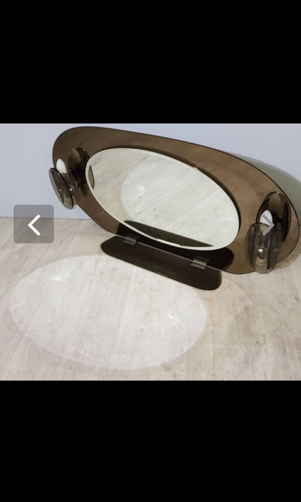 Lupi luxor oval mirror in smoked glass, 1960.70