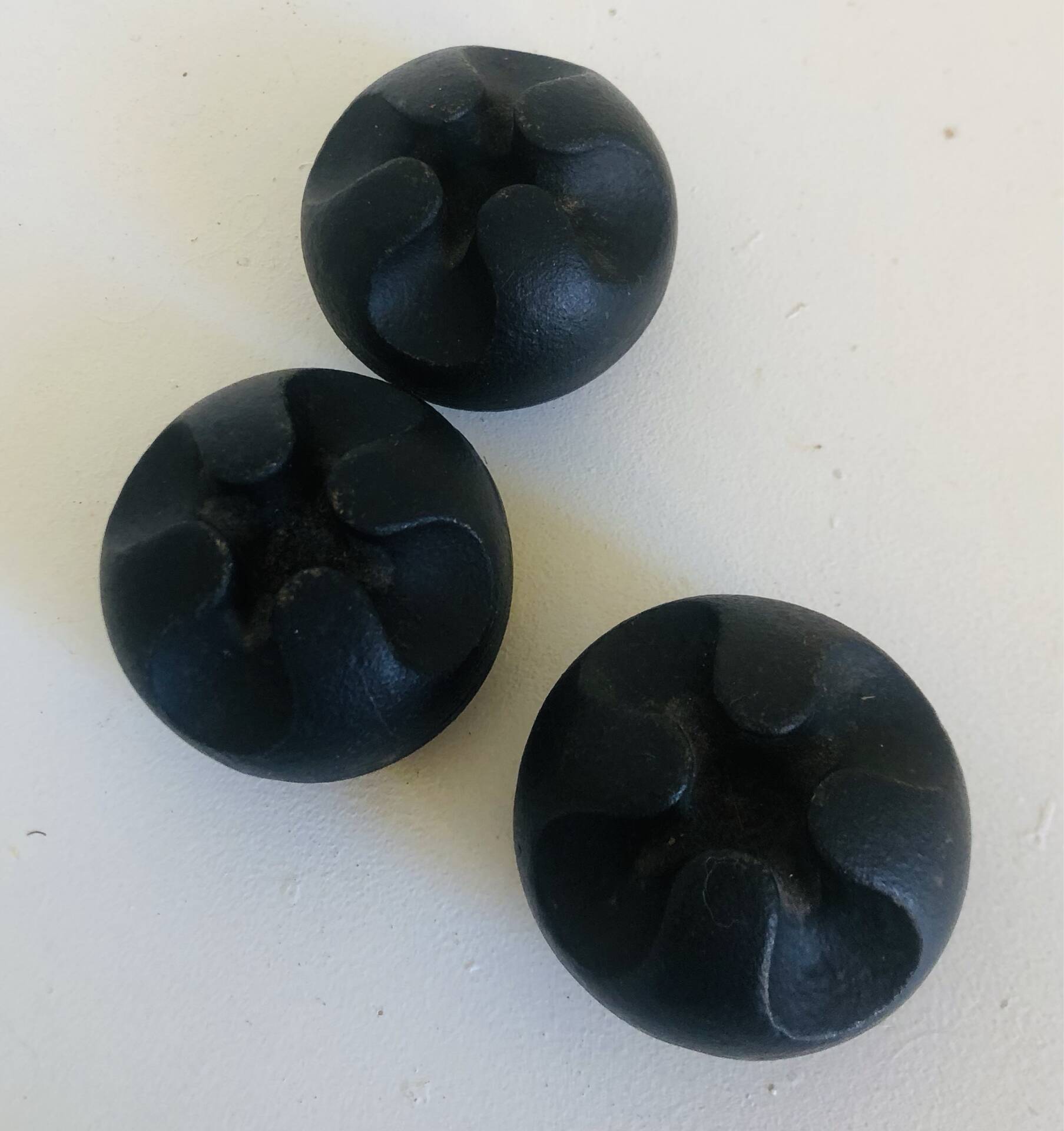 Set of 3 Danish cast iron candle holders by Christer Holmgren.