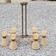 Vintage chandelier from the 50s in glass and brass 6 diabolo glass tulips