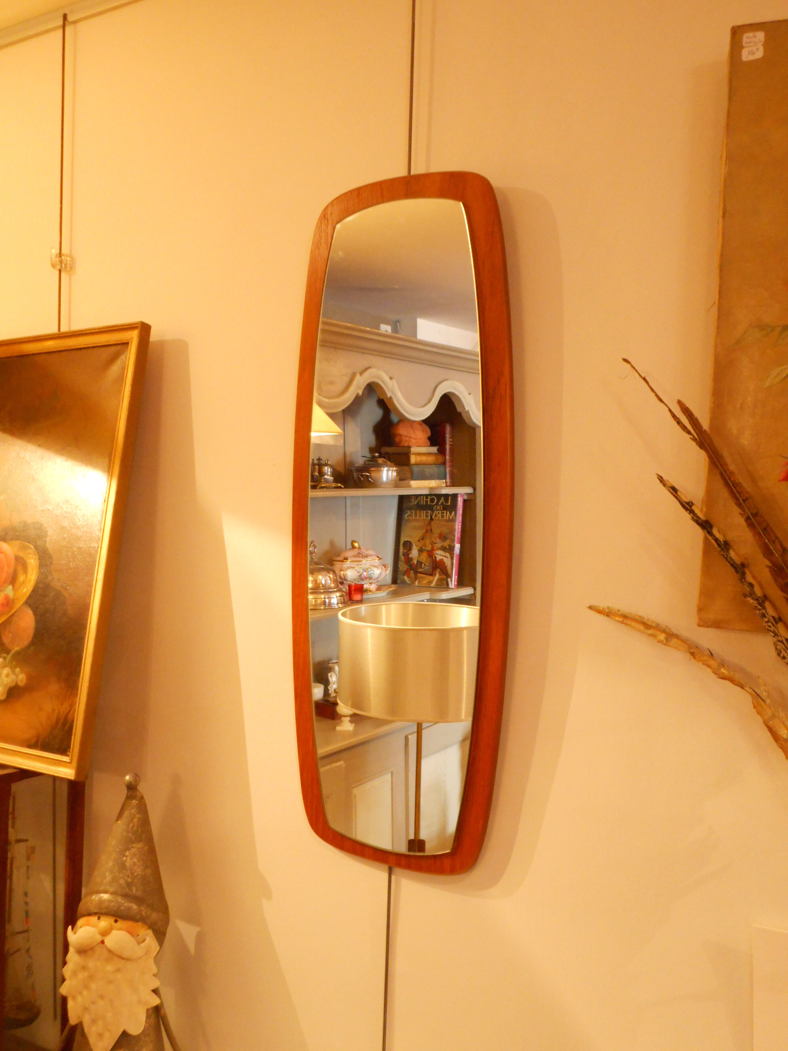 Mirror teak Scandinavian 30x76cm