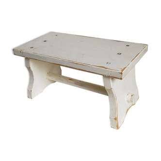 Stool bench footrest in patinated painted wood