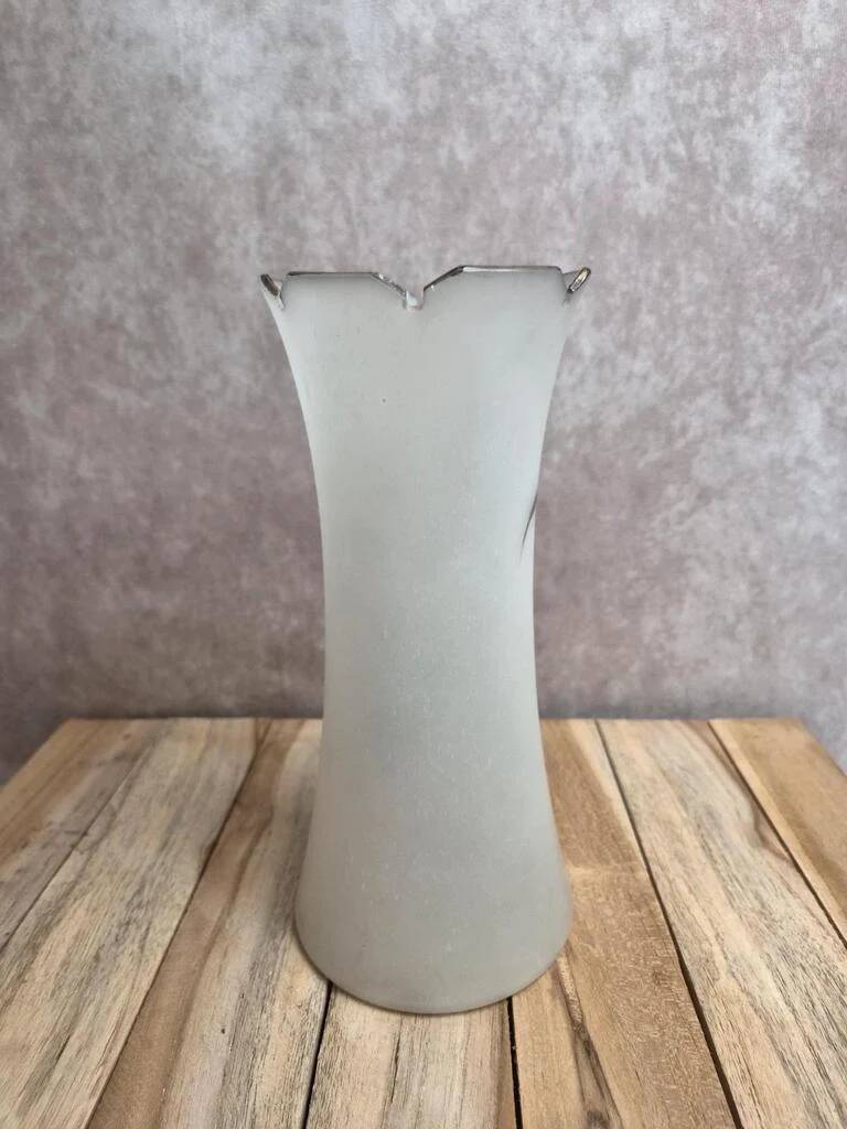 Antique Art Nouveau vase in frosted enamelled glass – iris decoration