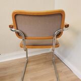 Vintage Marcel Breuer Cesca Chairs by BENE Austria 1980s / Upholstered Gray Fabric Armchair with Arm