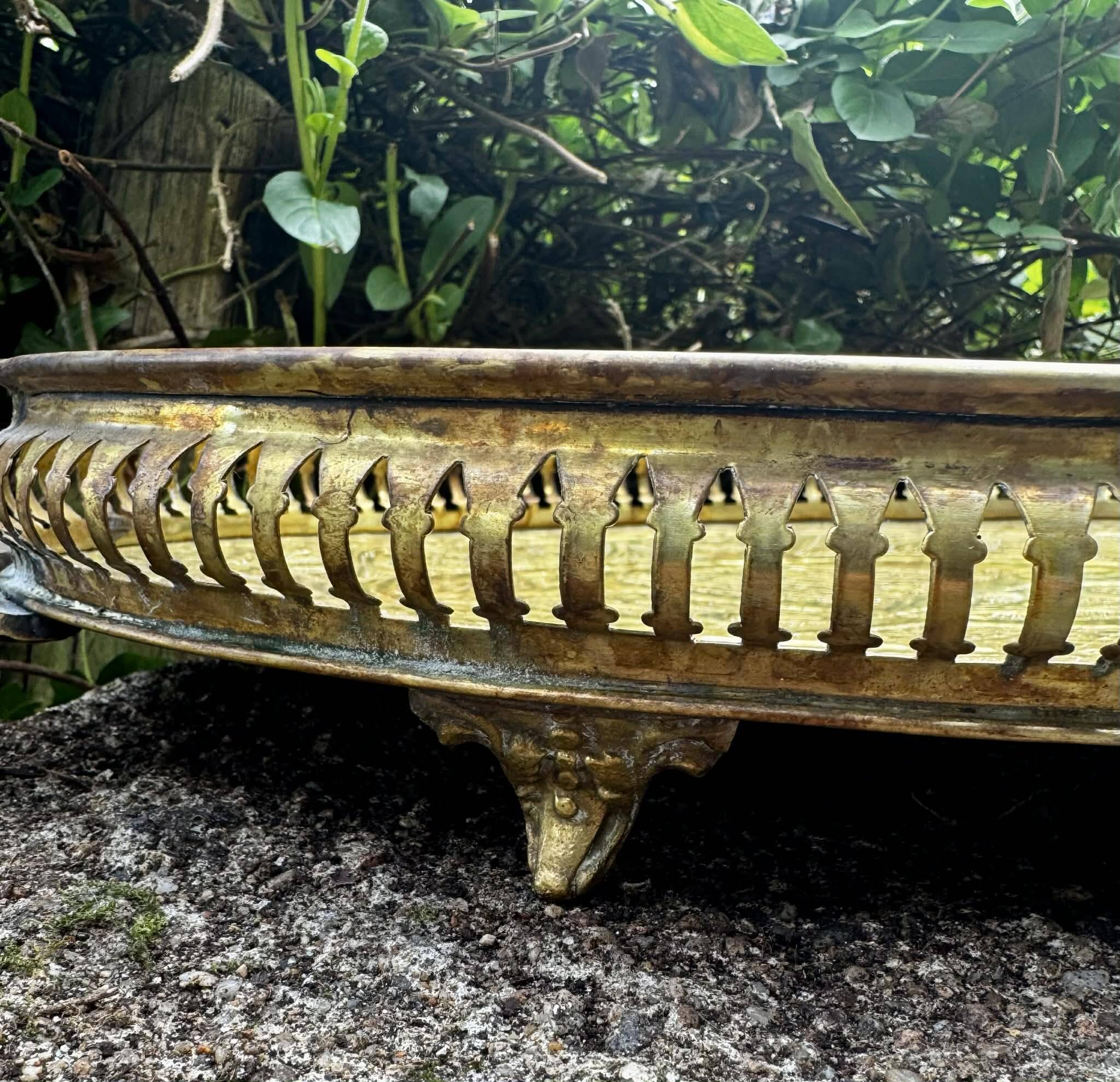 Large brass tray in Louis XV baroque style