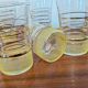 70s vintage glass with gold decoration and a speckled base.