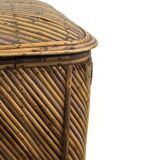 Vintage pencil split reed rattan bamboo wicker chest, 1930s-1950s