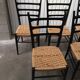 Set of 7 blackened wooden chairs, 1960s vintage