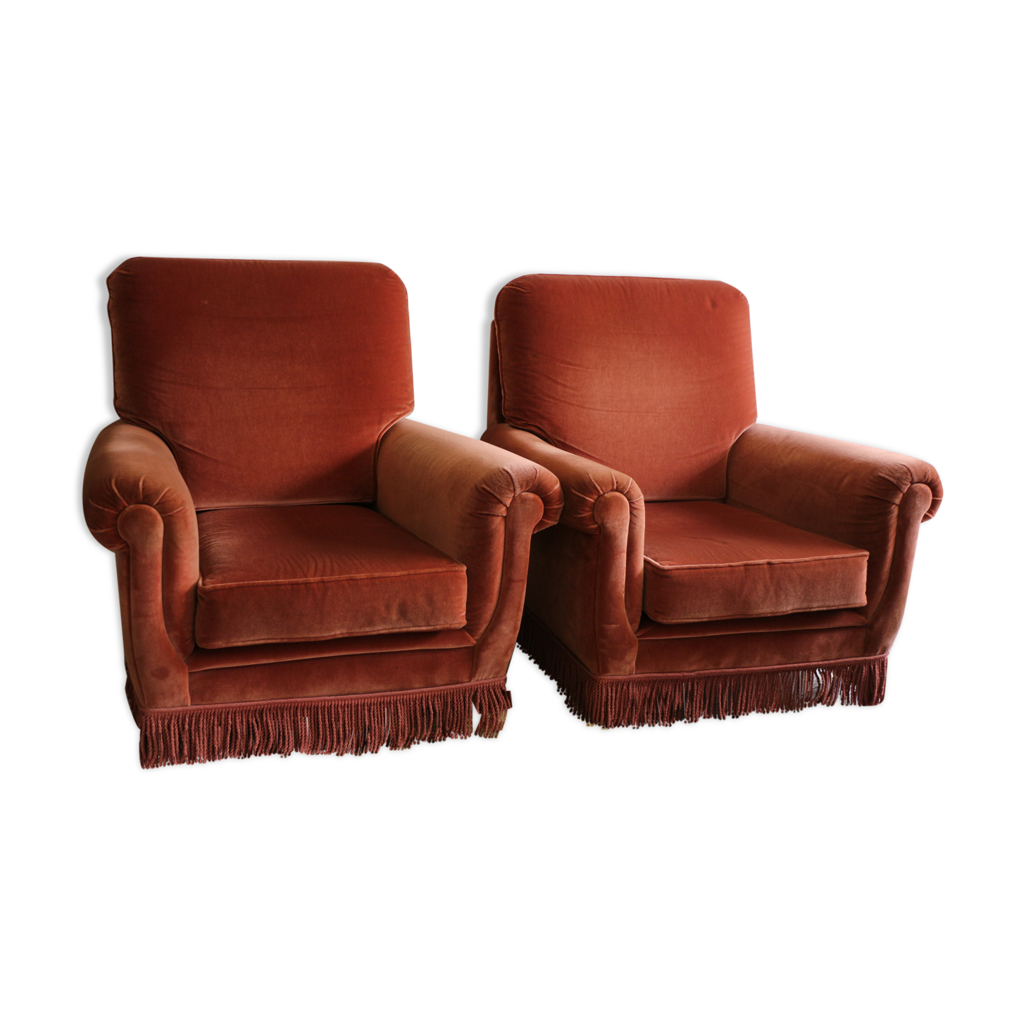 Paire de fauteuils bergères roses