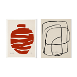 Pair of giclee prints, abstract wall art set of two, 50x70cm