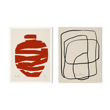 Pair of giclee prints, abstract wall art set of two, 50x70cm
