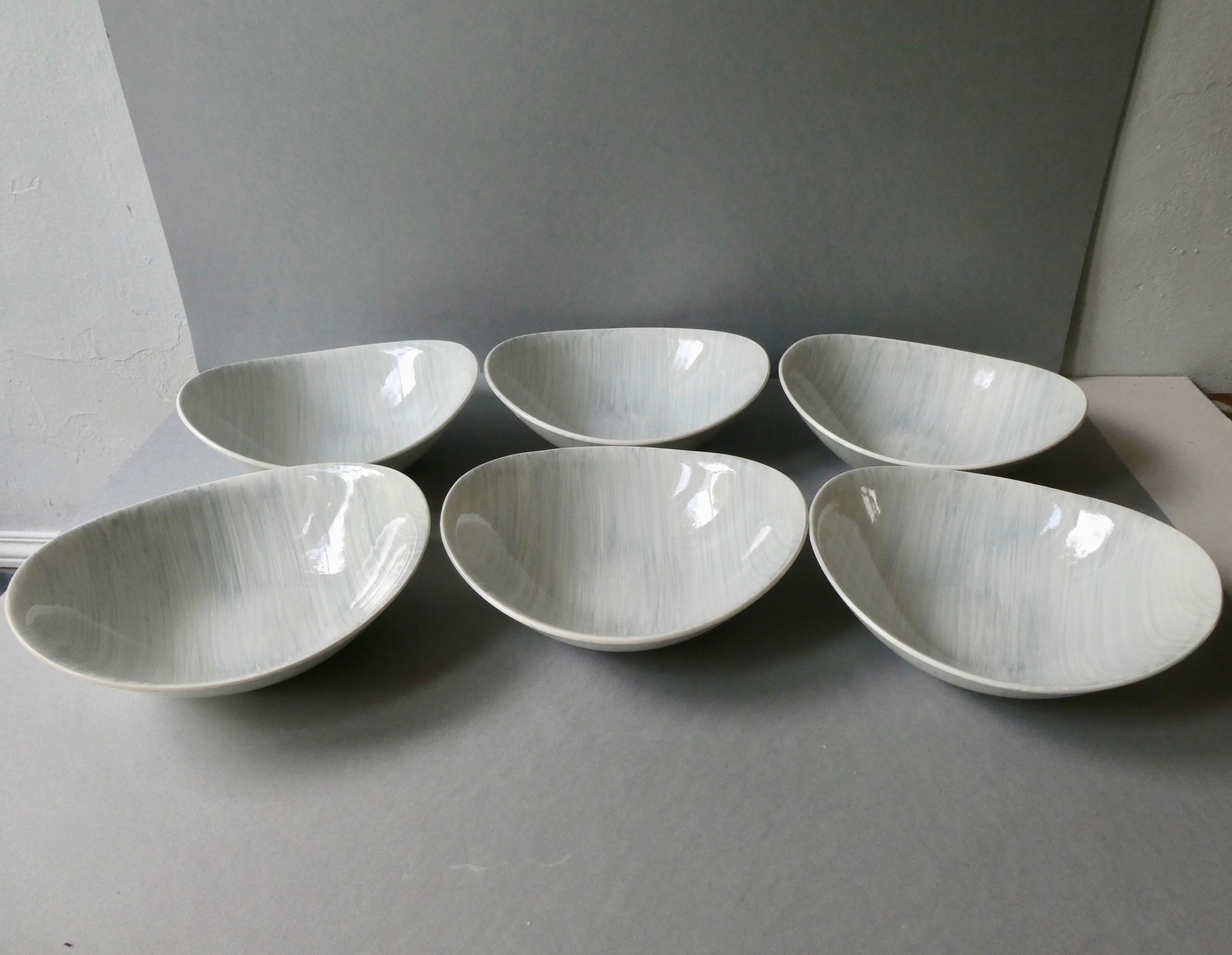 6 ceramic cups Salins France, Caribbean, 60s