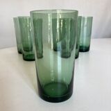 Set 6 verres gobelets verts soufflés 1960