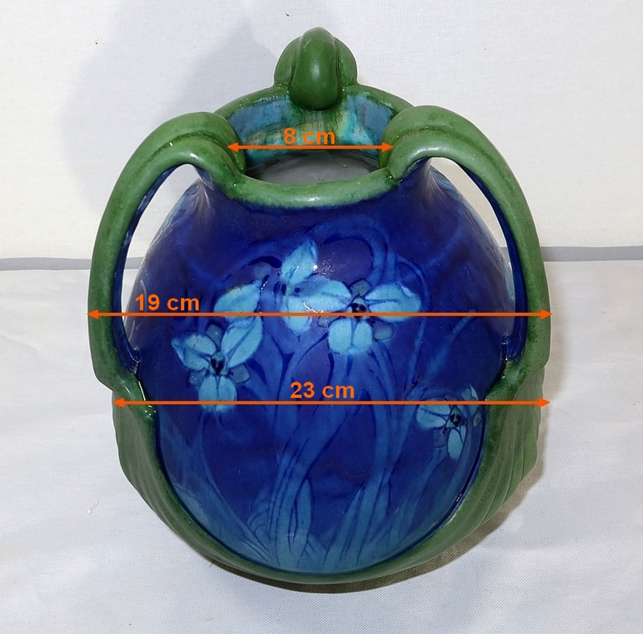 Vase en grès émaillé, à décor floral, signé e. lachenal – fin xixe