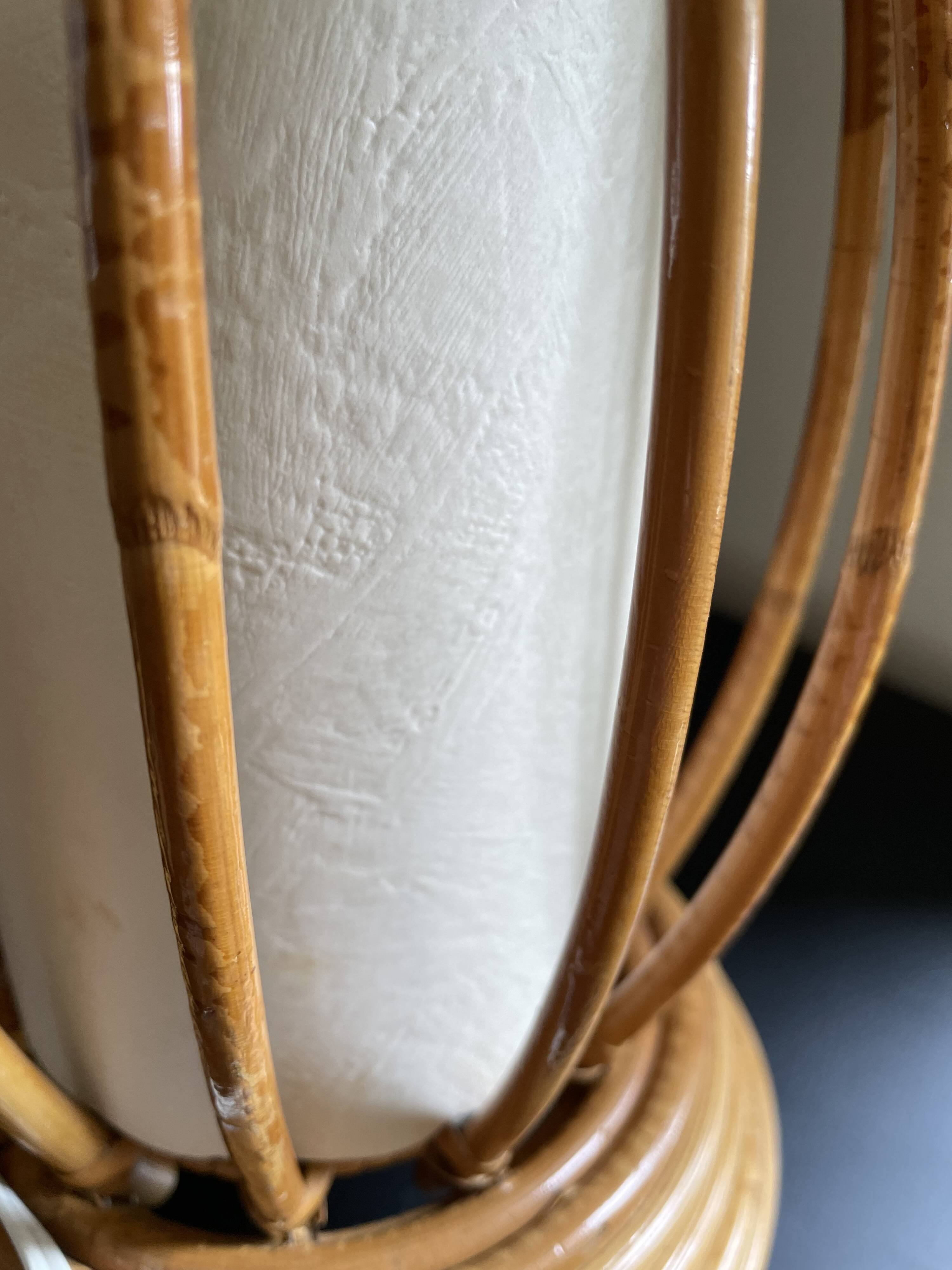 Rattan and bamboo lamp by Louis Sognot 1960