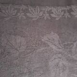 damask tablecloth 160x230 monogrammed BM dyed in dark gray