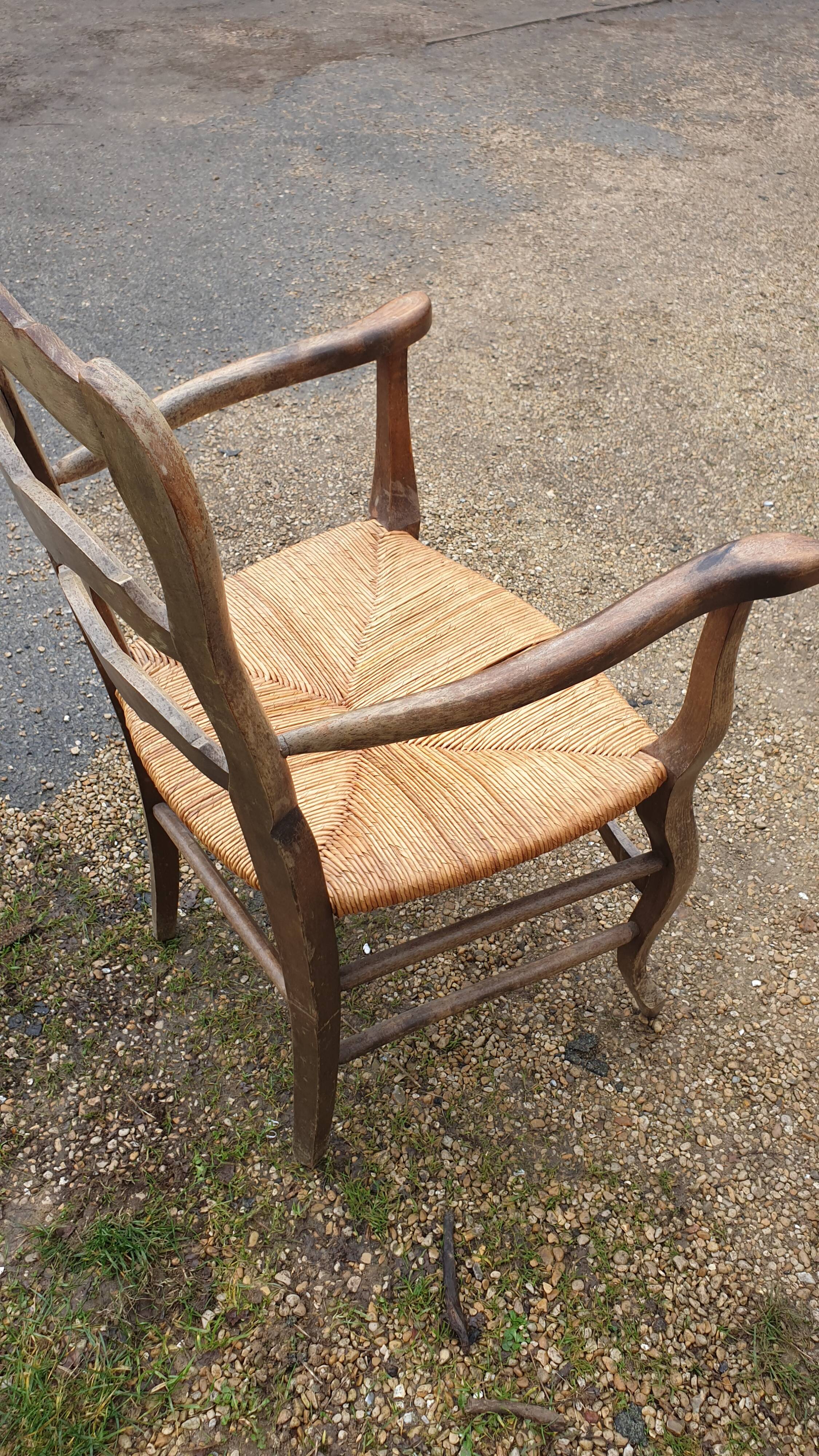 Rustic straw armchair