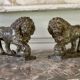 Pair of Medici lions in alabaster, Italy 19th century