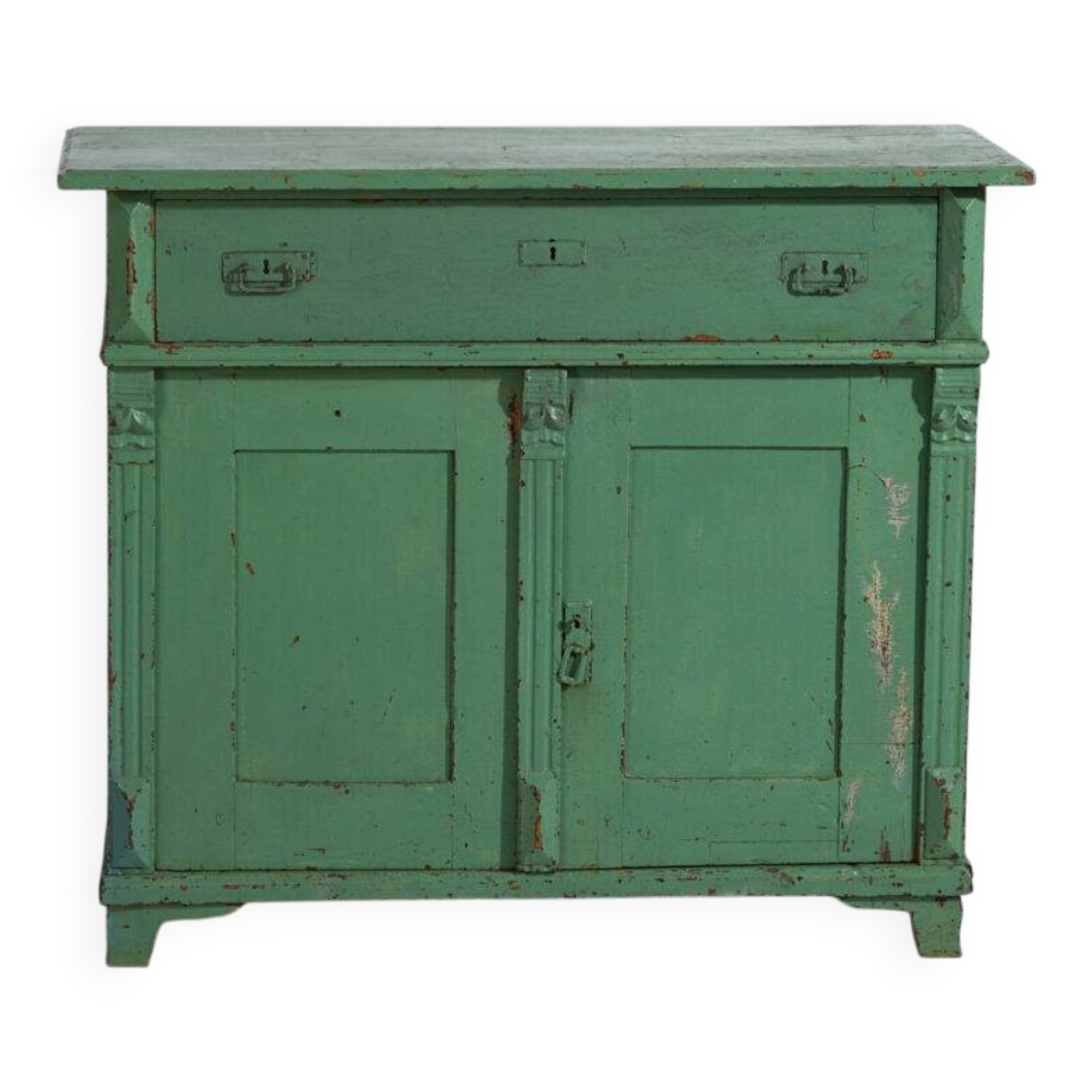 Central European pine commode with original green paint – Tyrol, circa 1890