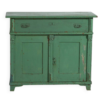 Central European pine commode with original green paint – Tyrol, circa 1890