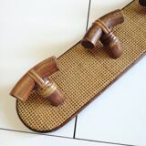 Wall-mounted coat rack with three hooks in cane and rattan L43
