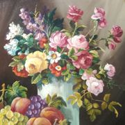 Still Life with Flowers and Fruits signed by Georges Mallet