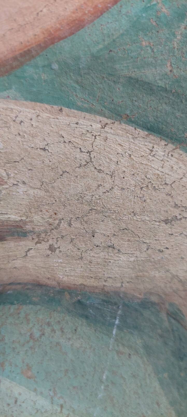 Allegory large painted tempera panel on decorative canvas 170x80 cm