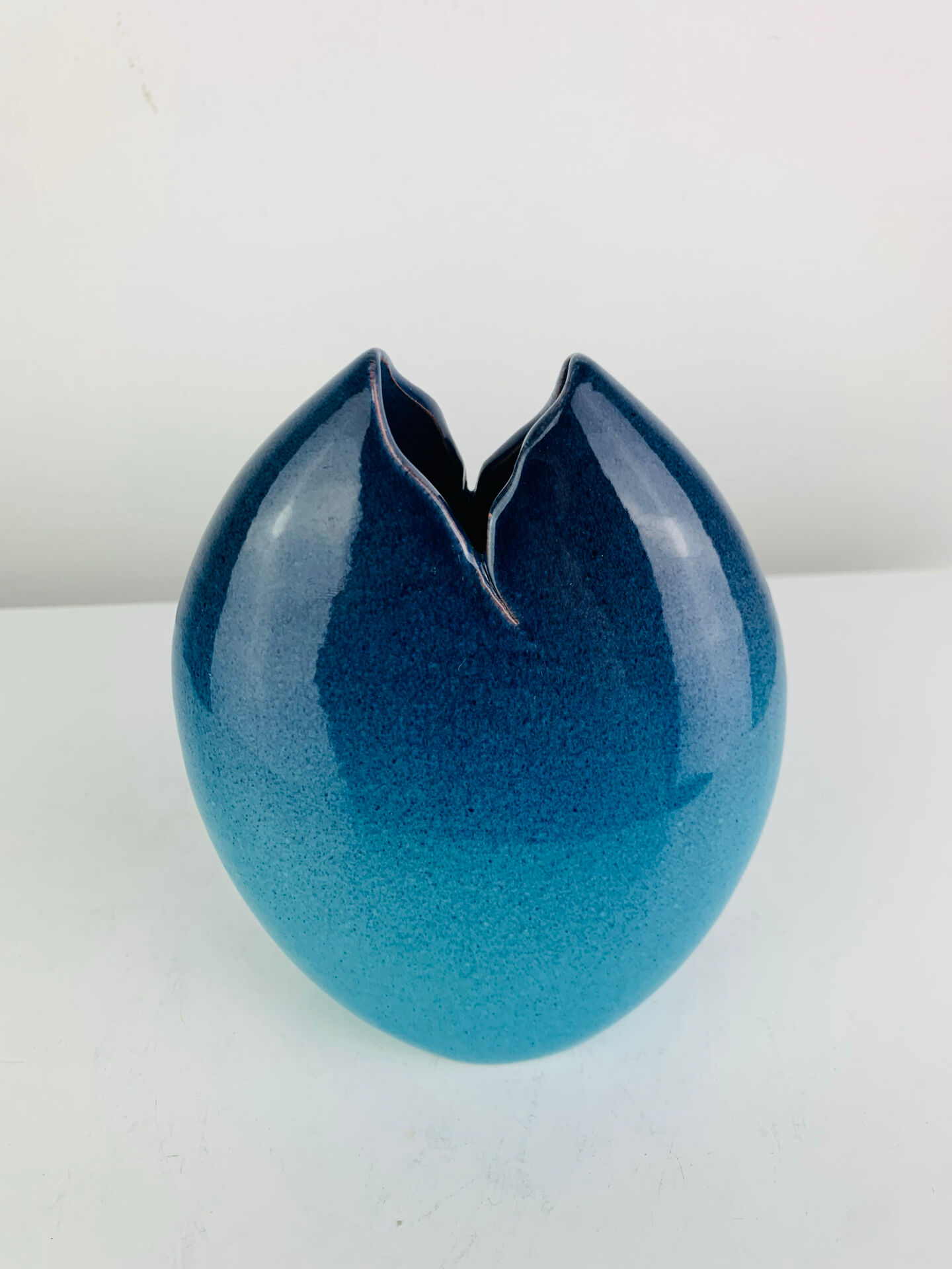 Blue sea ceramic vase signed Sagone Corsica