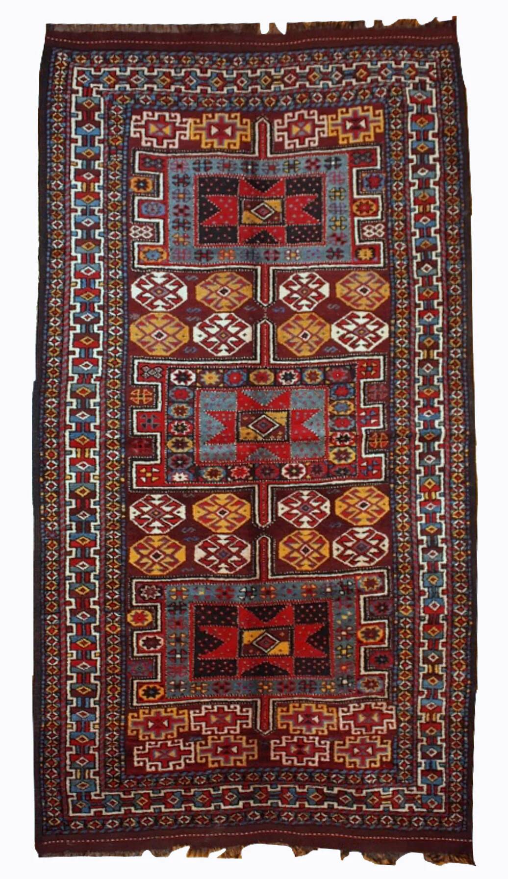 Handmade antique Persian Kurdish rug 122cm x 243cm 1880s - 1B419