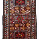 Handmade antique Persian Kurdish rug 122cm x 243cm 1880s - 1B419